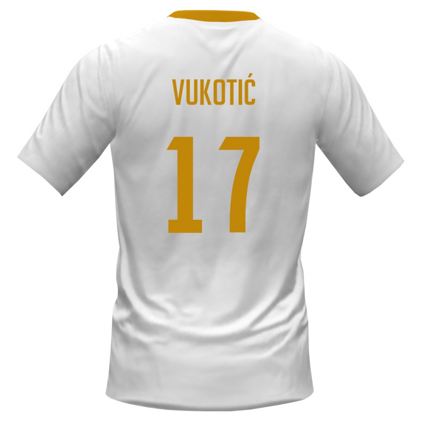ילדים מונטנגרו מילאן ווקוטיץ׳ #17 לבן אדום צהוב הרחק ג'רזי 26-28 חולצה קצרה