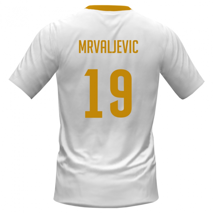 ילדים מונטנגרו Balsa Mrvaljevic #19 לבן אדום צהוב הרחק ג'רזי 26-28 חולצה קצרה