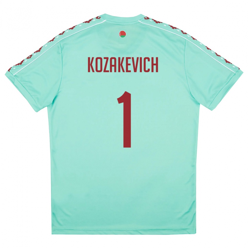 ילדים בלארוס מיכאיל קוזקביץ' #1 ירוק בהיר בורדו הרחק ג'רזי 26-28 חולצה קצרה