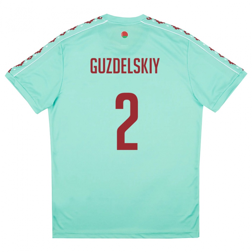 ילדים בלארוס Sergey Guzdelskiy #2 ירוק בהיר בורדו הרחק ג'רזי 26-28 חולצה קצרה