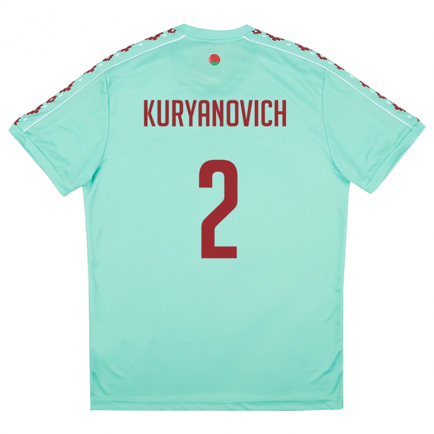 ילדים בלארוס Makar Kuryanovich #2 ירוק בהיר בורדו הרחק ג'רזי 26-28 חולצה קצרה