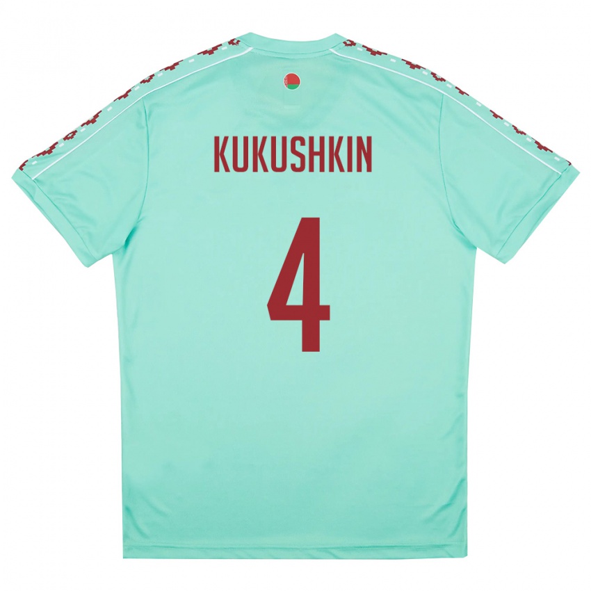 ילדים בלארוס Georgiy Kukushkin #4 ירוק בהיר בורדו הרחק ג'רזי 26-28 חולצה קצרה