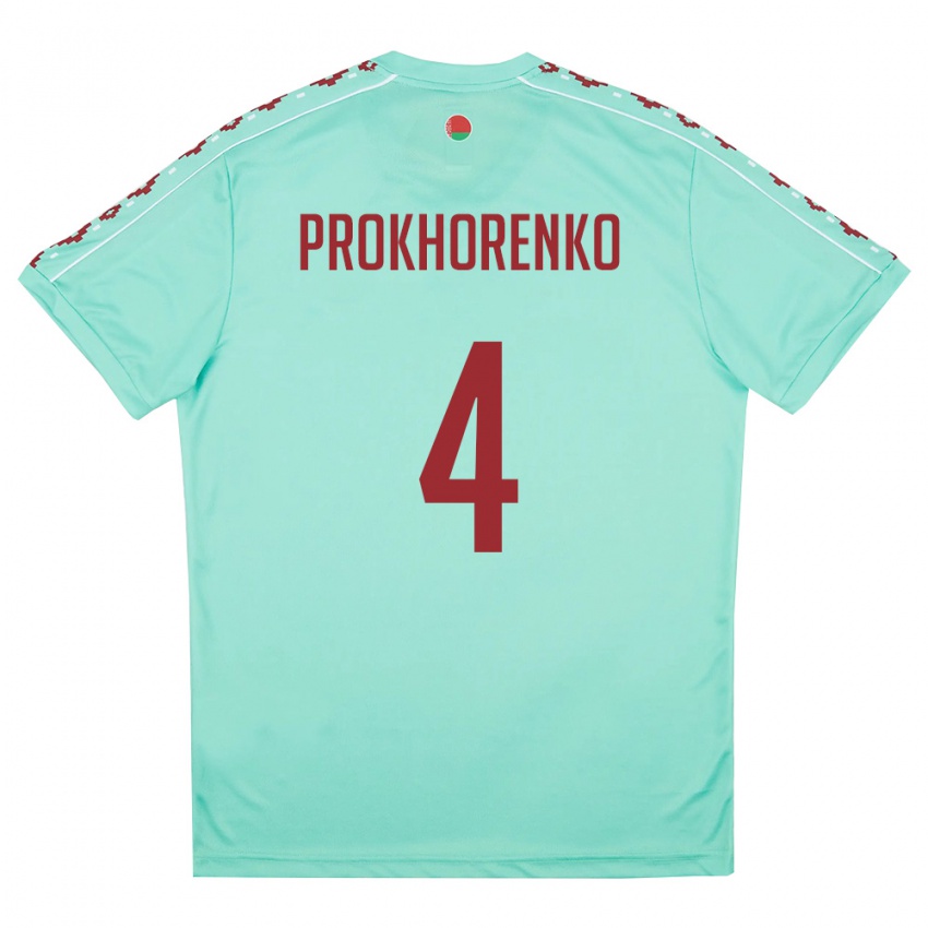 ילדים בלארוס Aleksandr Prokhorenko #4 ירוק בהיר בורדו הרחק ג'רזי 26-28 חולצה קצרה