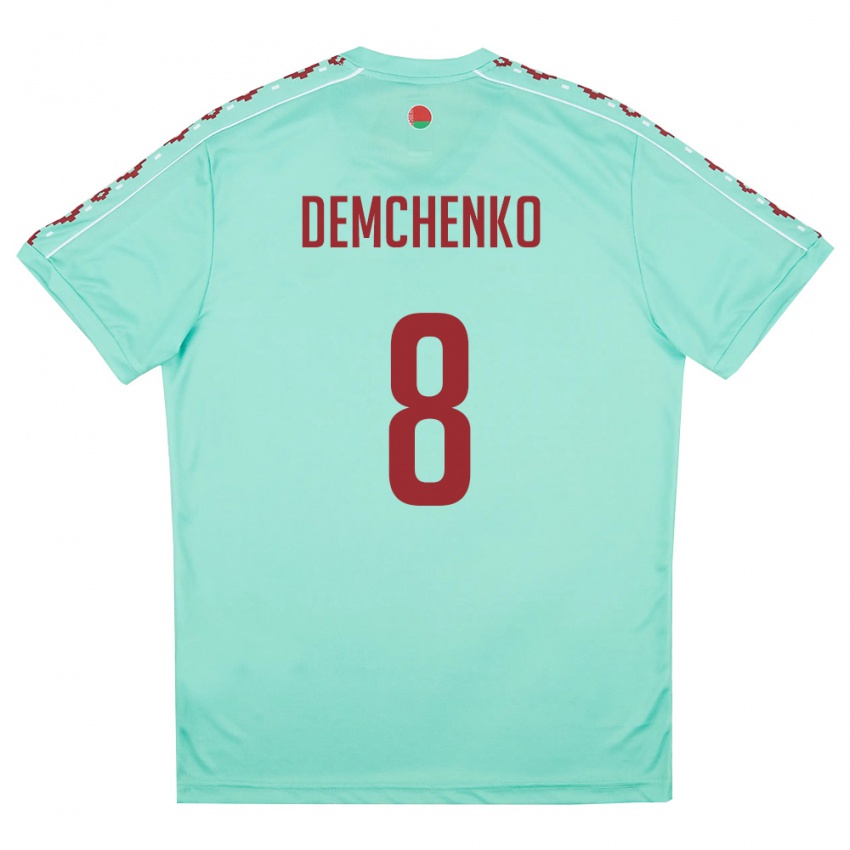 ילדים בלארוס ניקיטה דמצ׳נקו #8 ירוק בהיר בורדו הרחק ג'רזי 26-28 חולצה קצרה