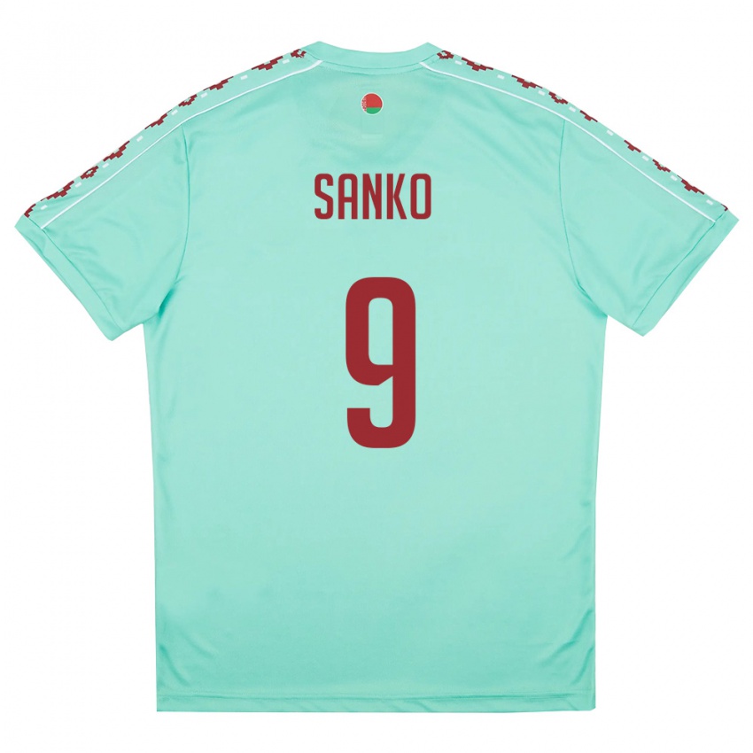 ילדים בלארוס Nikita Sanko #9 ירוק בהיר בורדו הרחק ג'רזי 26-28 חולצה קצרה