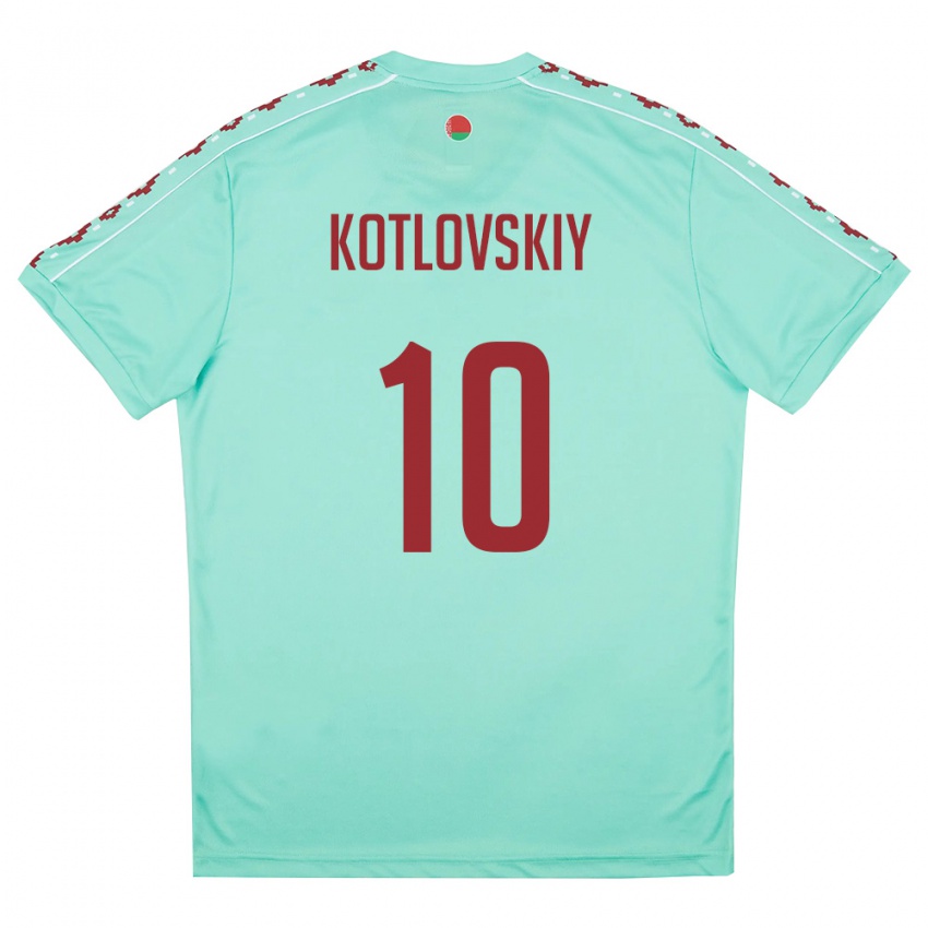 ילדים בלארוס Makar Kotlovskiy #10 ירוק בהיר בורדו הרחק ג'רזי 26-28 חולצה קצרה