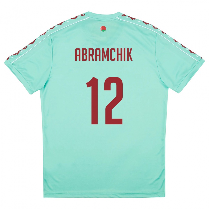 ילדים בלארוס Vladislav Abramchik #12 ירוק בהיר בורדו הרחק ג'רזי 26-28 חולצה קצרה