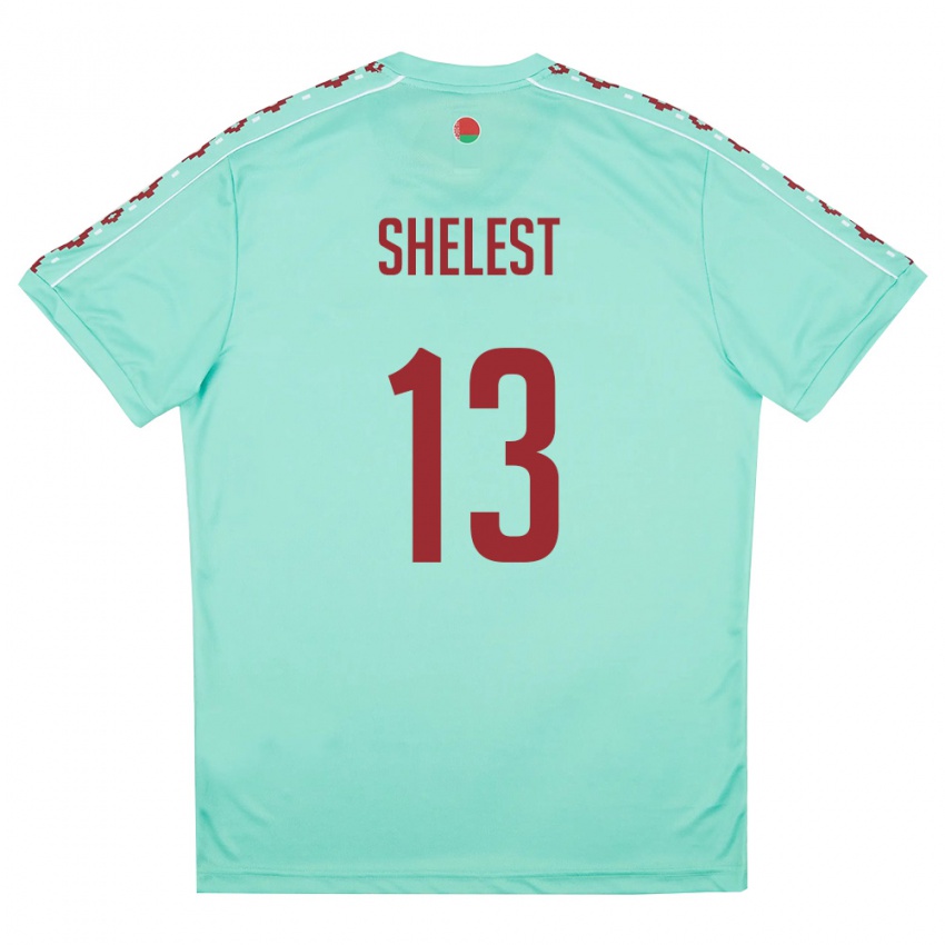 ילדים בלארוס Kirill Shelest #13 ירוק בהיר בורדו הרחק ג'רזי 26-28 חולצה קצרה