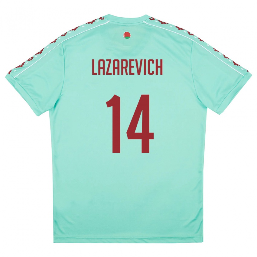 ילדים בלארוס Marat Lazarevich #14 ירוק בהיר בורדו הרחק ג'רזי 26-28 חולצה קצרה