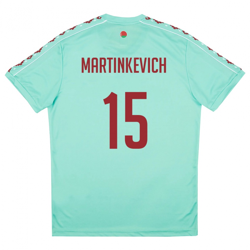 ילדים בלארוס Vadim Martinkevich #15 ירוק בהיר בורדו הרחק ג'רזי 26-28 חולצה קצרה