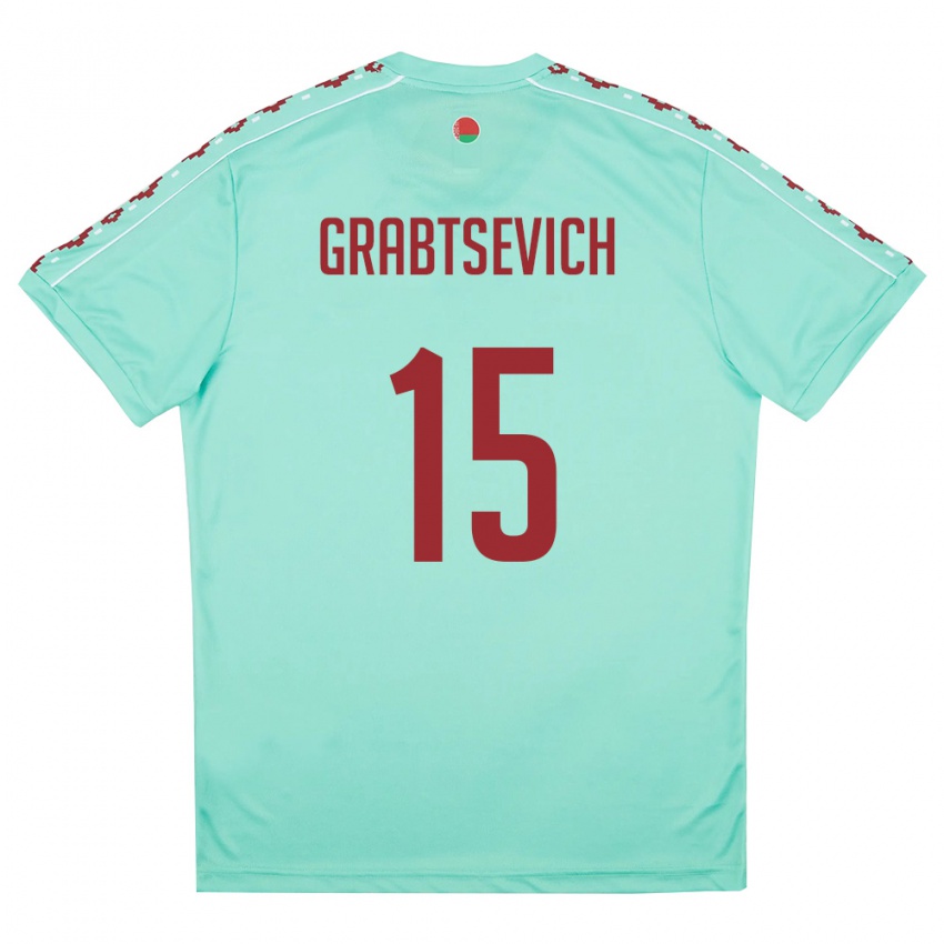 ילדים בלארוס Artem Grabtsevich #15 ירוק בהיר בורדו הרחק ג'רזי 26-28 חולצה קצרה