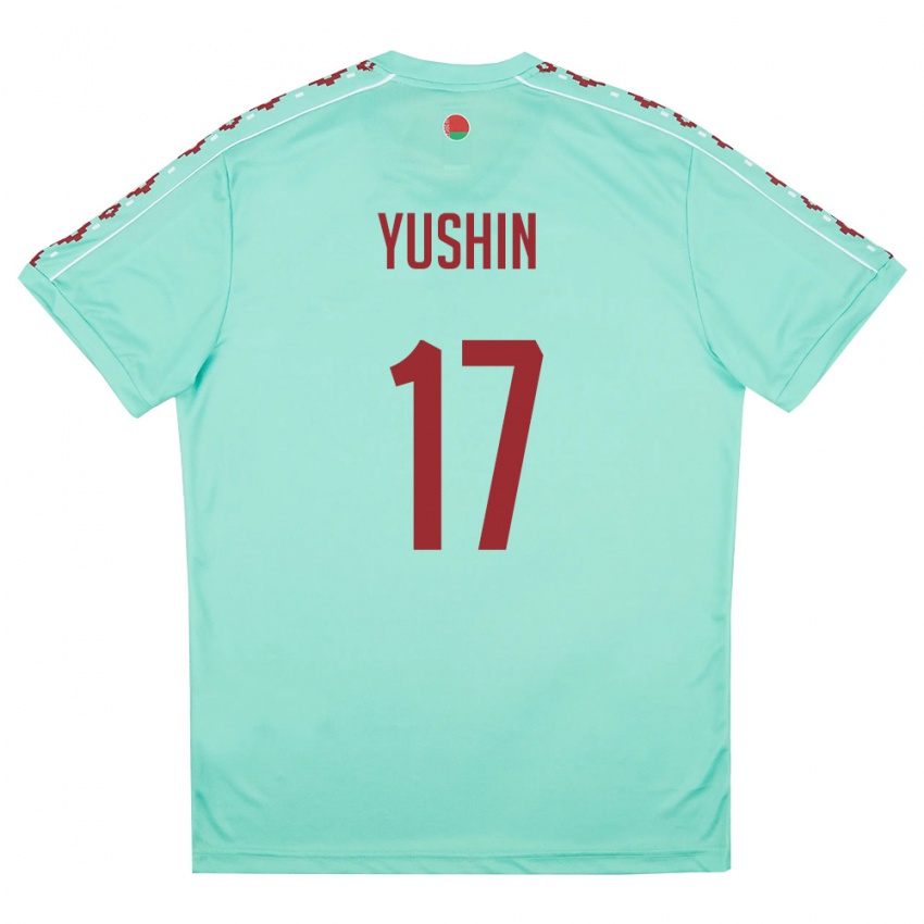 ילדים בלארוס Lavr Yushin #17 ירוק בהיר בורדו הרחק ג'רזי 26-28 חולצה קצרה