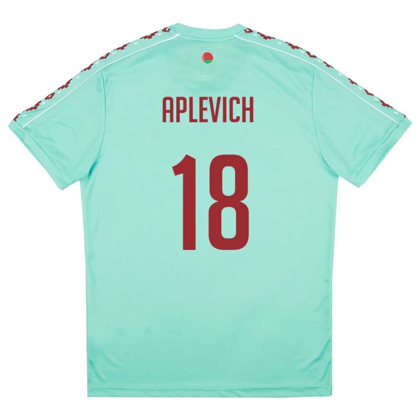 ילדים בלארוס Arseniy Aplevich #18 ירוק בהיר בורדו הרחק ג'רזי 26-28 חולצה קצרה