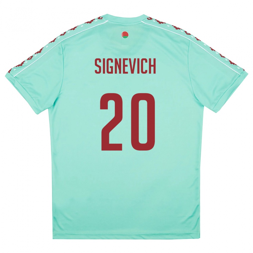 ילדים בלארוס Zakhar Signevich #20 ירוק בהיר בורדו הרחק ג'רזי 26-28 חולצה קצרה