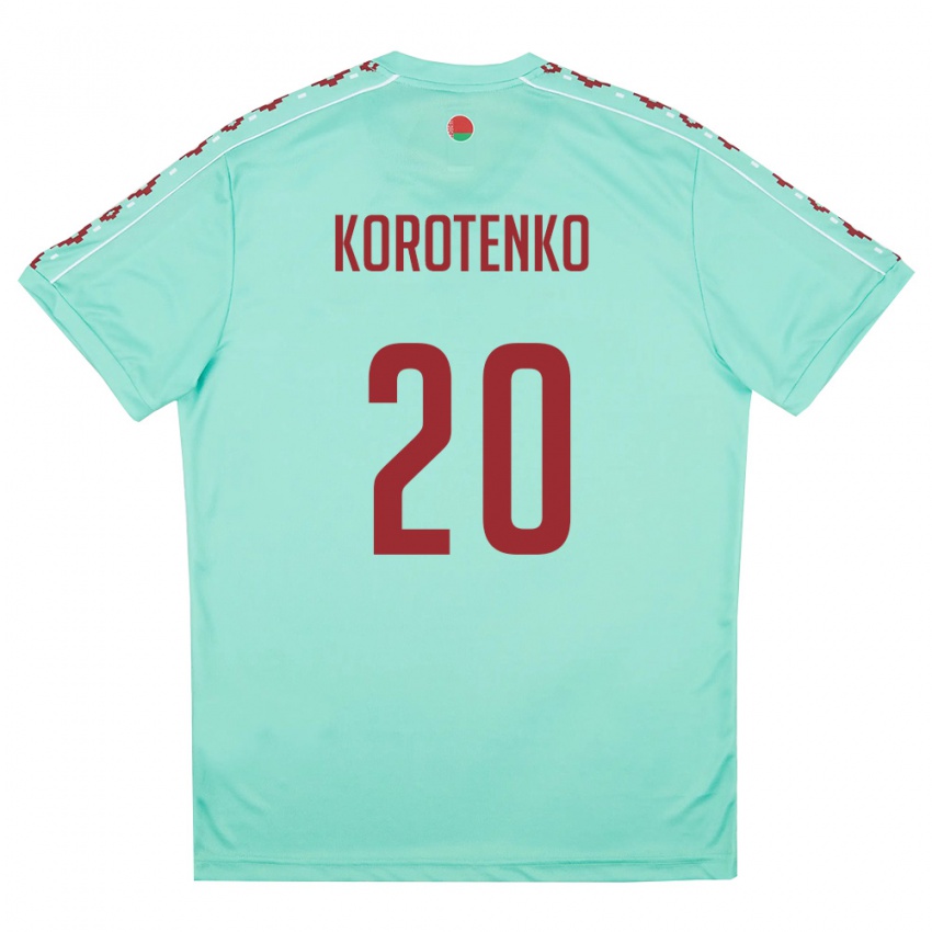 ילדים בלארוס Bogdan Korotenko #20 ירוק בהיר בורדו הרחק ג'רזי 26-28 חולצה קצרה