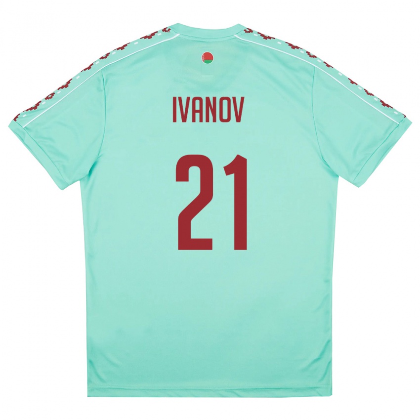 ילדים בלארוס Nikolay Ivanov #21 ירוק בהיר בורדו הרחק ג'רזי 26-28 חולצה קצרה