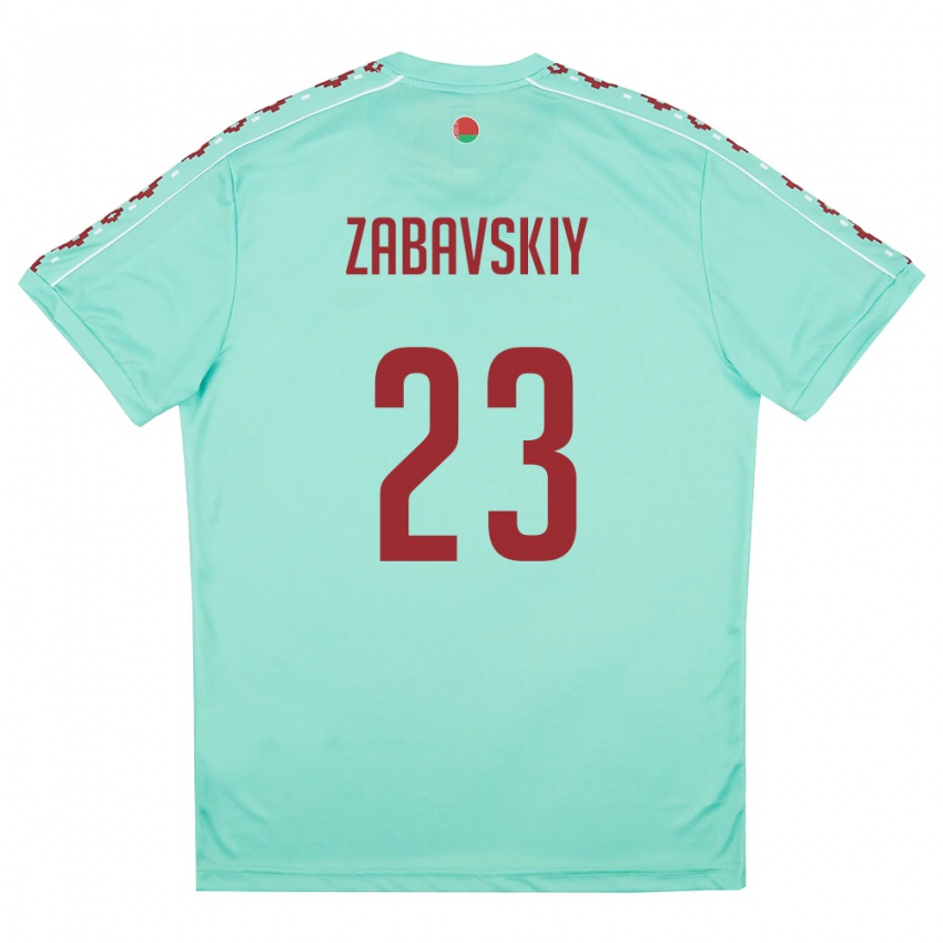ילדים בלארוס Matvey Zabavskiy #23 ירוק בהיר בורדו הרחק ג'רזי 26-28 חולצה קצרה