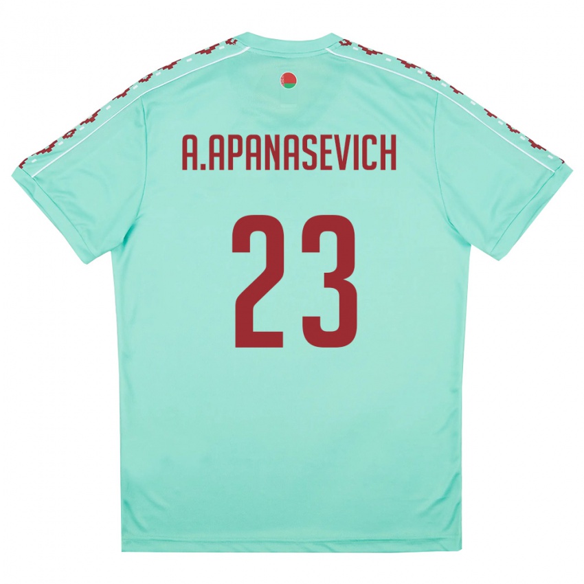 ילדים בלארוס Aleksey Apanasevich #23 ירוק בהיר בורדו הרחק ג'רזי 26-28 חולצה קצרה