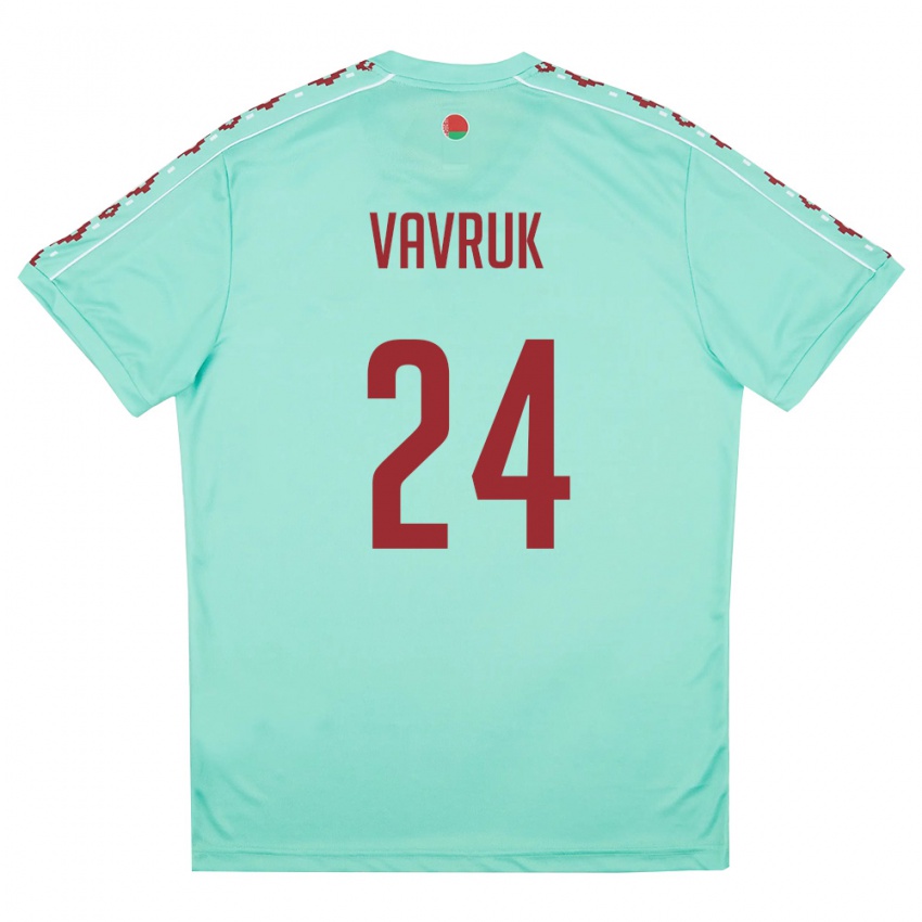 ילדים בלארוס Dmitriy Vavruk #24 ירוק בהיר בורדו הרחק ג'רזי 26-28 חולצה קצרה