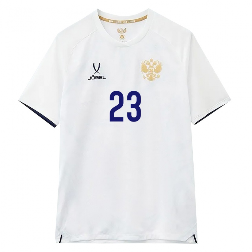 ילדים רוסיה Egor Kukushkin #23 לבן חום שחור הרחק ג'רזי 26-28 חולצה קצרה