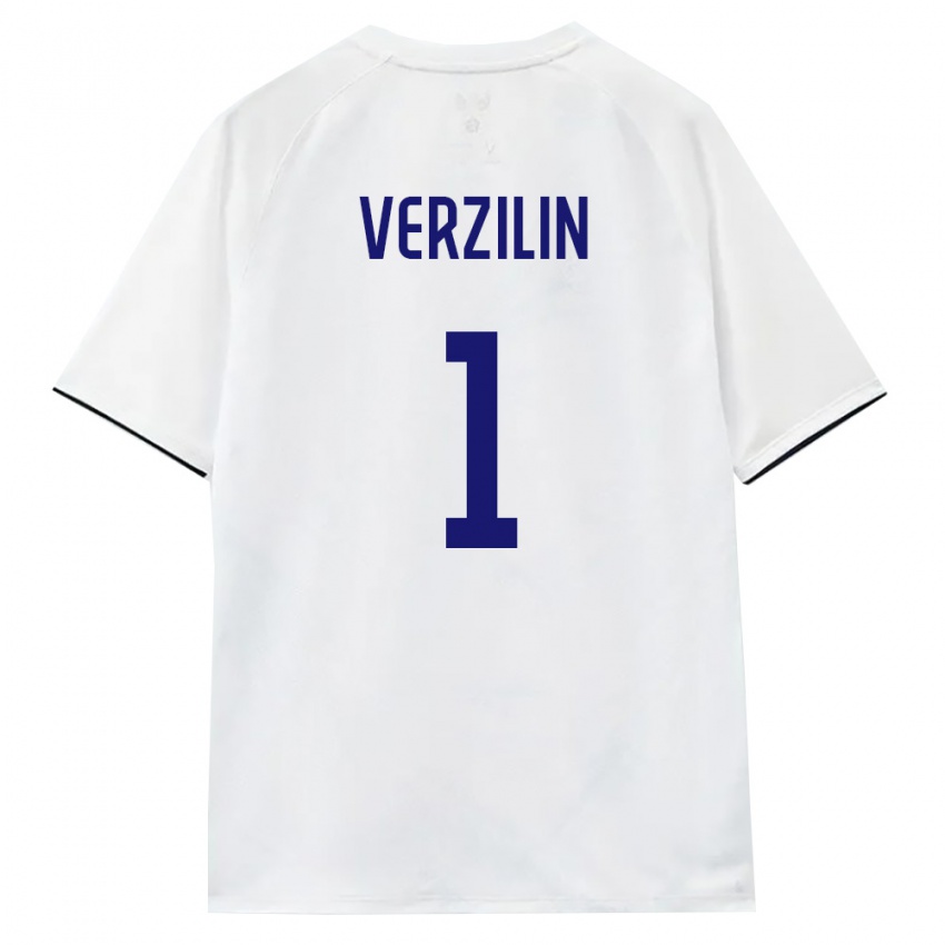 ילדים רוסיה Maksim Verzilin #1 לבן חום שחור הרחק ג'רזי 26-28 חולצה קצרה