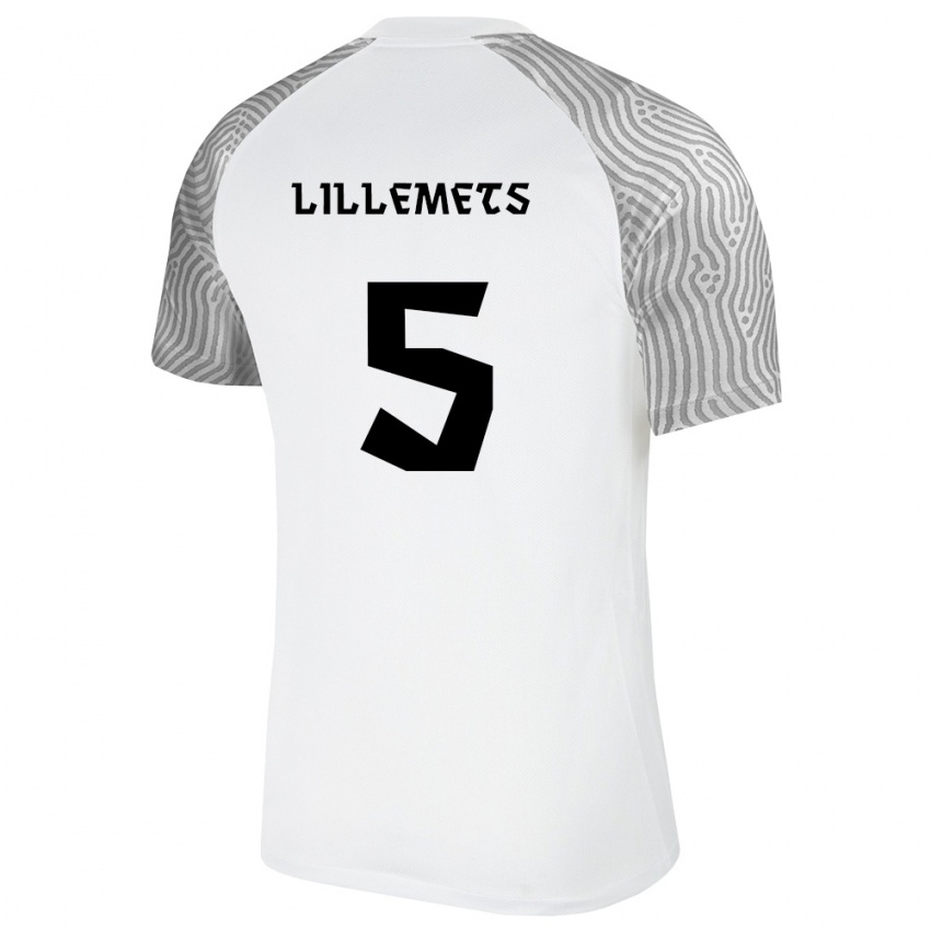 ילדים אסטוניה Johannes Lillemets #5 לבן אפור הרחק ג'רזי 26-28 חולצה קצרה