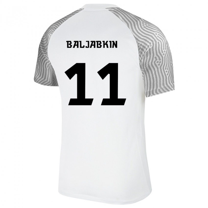 ילדים אסטוניה Nikita Baljabkin #11 לבן אפור הרחק ג'רזי 26-28 חולצה קצרה