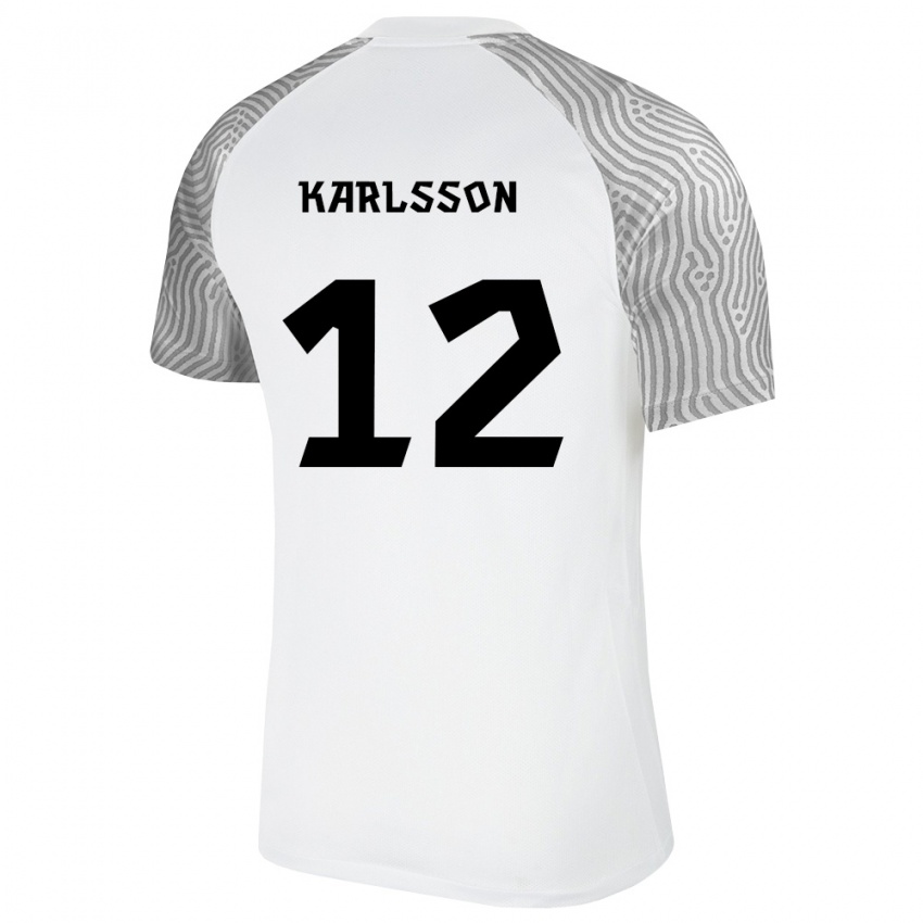 ילדים אסטוניה Sander Karlsson #12 לבן אפור הרחק ג'רזי 26-28 חולצה קצרה