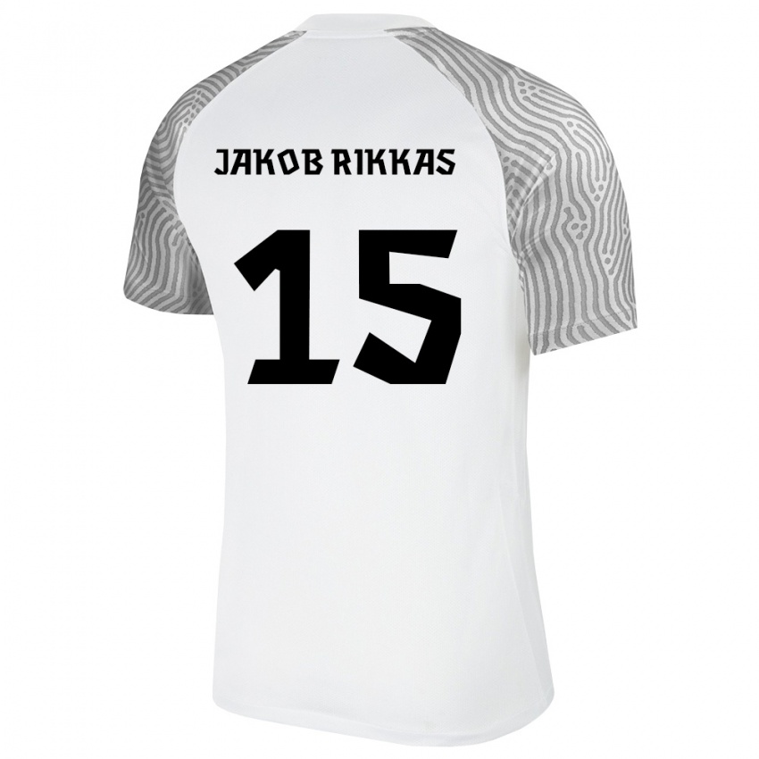 ילדים אסטוניה Henri Jakob Rikkas #15 לבן אפור הרחק ג'רזי 26-28 חולצה קצרה