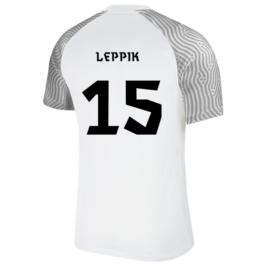 ילדים אסטוניה Romet Leppik #15 לבן אפור הרחק ג'רזי 26-28 חולצה קצרה