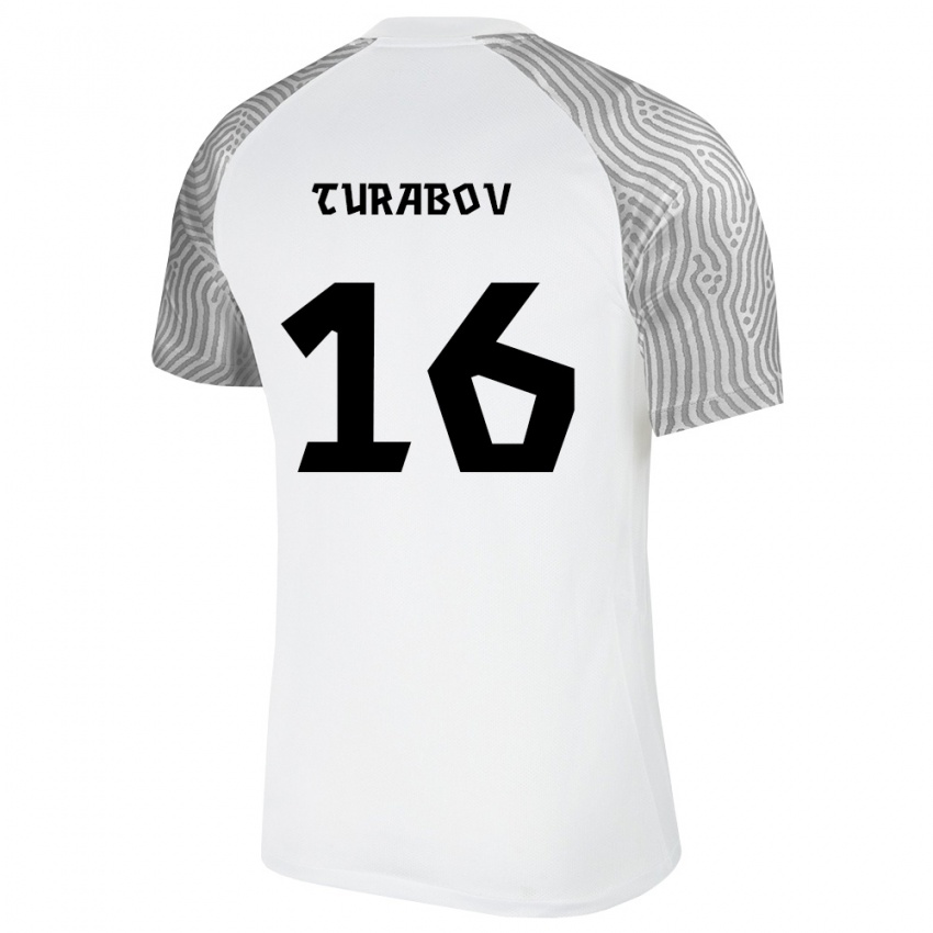 ילדים אסטוניה Ruslan Turabov #16 לבן אפור הרחק ג'רזי 26-28 חולצה קצרה