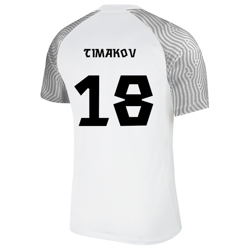 ילדים אסטוניה Artjom Timakov #18 לבן אפור הרחק ג'רזי 26-28 חולצה קצרה