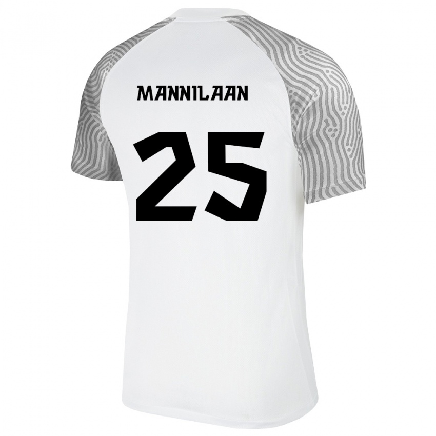 ילדים אסטוניה Mattias Männilaan #25 לבן אפור הרחק ג'רזי 26-28 חולצה קצרה