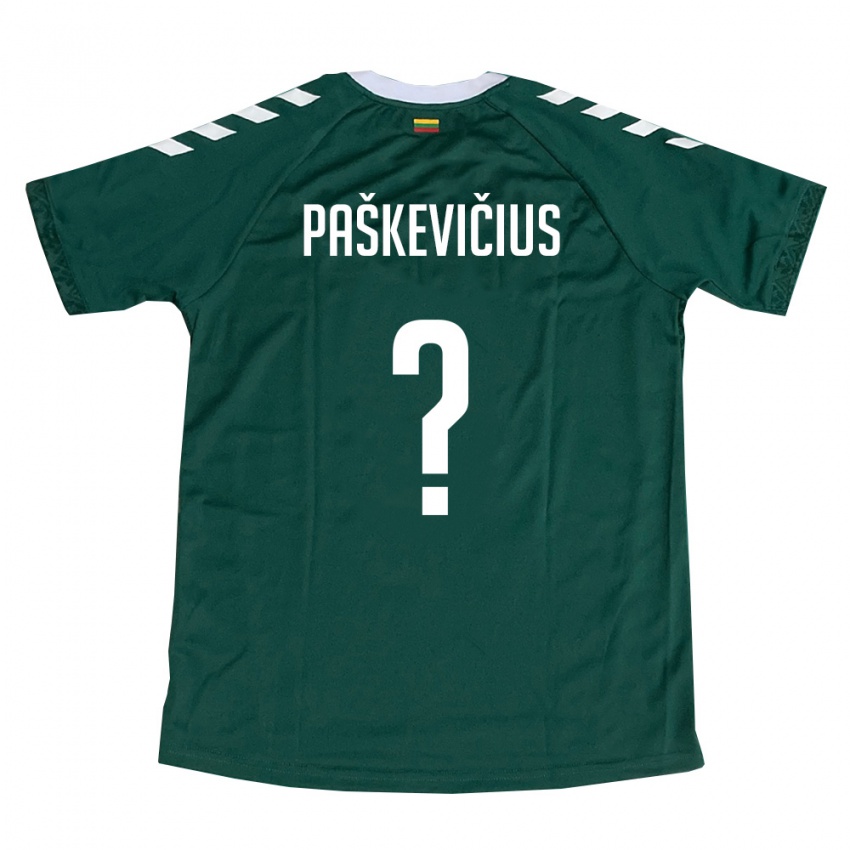 ילדים ליטא Aistis Paškevičius #0 ירוק כהה לבן הרחק ג'רזי 26-28 חולצה קצרה