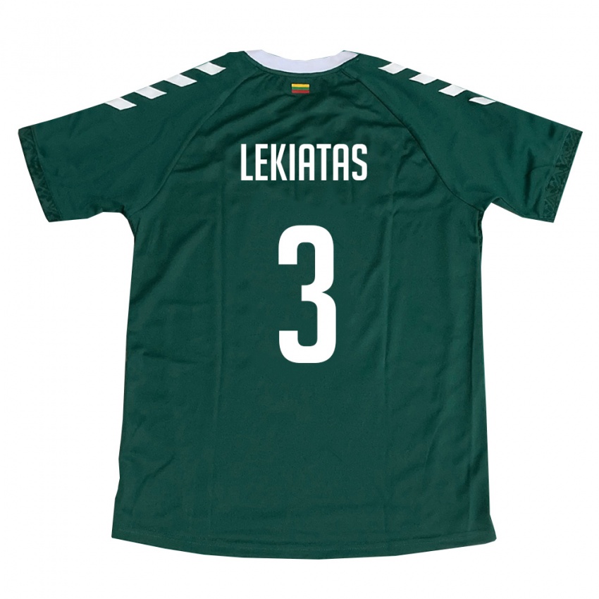 ילדים ליטא Rokas Lekiatas #3 ירוק כהה לבן הרחק ג'רזי 26-28 חולצה קצרה