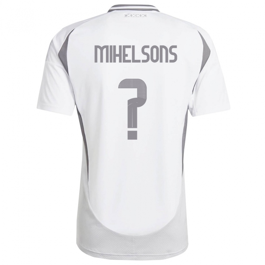 ילדים לטביה Rendijs Mihelsons #0 לבן אפור כהה הרחק ג'רזי 26-28 חולצה קצרה