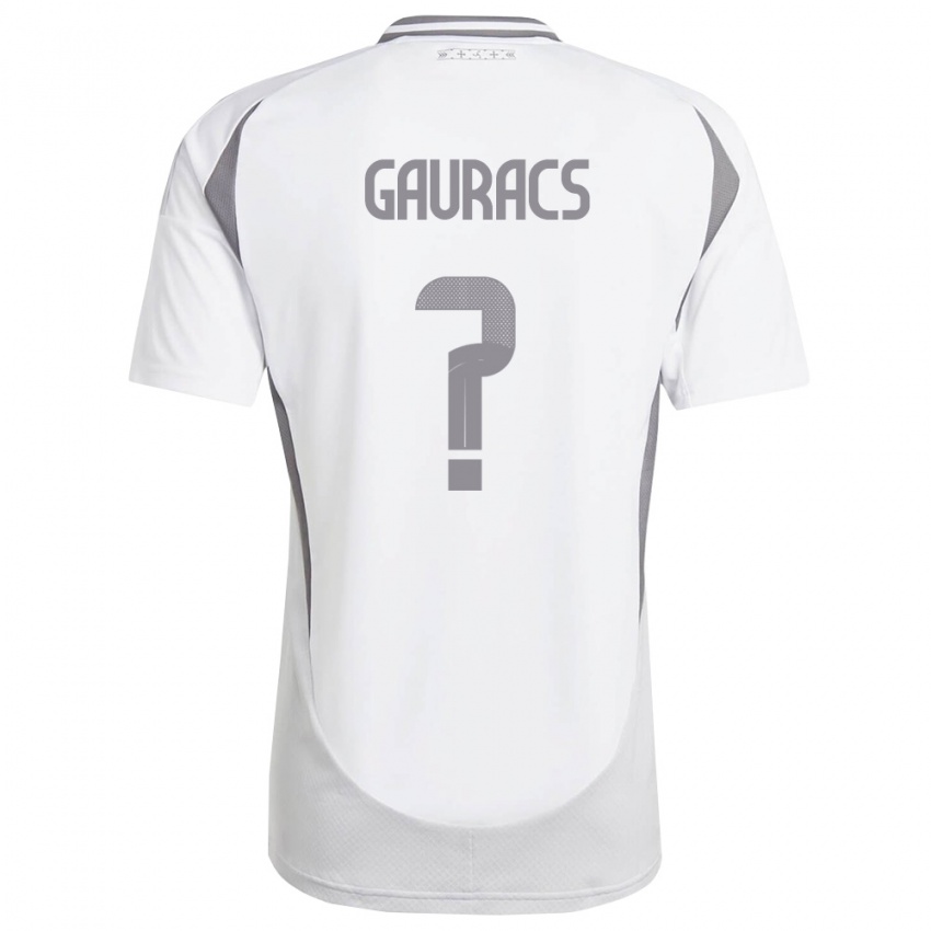 ילדים לטביה Enriko Gauracs #0 לבן אפור כהה הרחק ג'רזי 26-28 חולצה קצרה