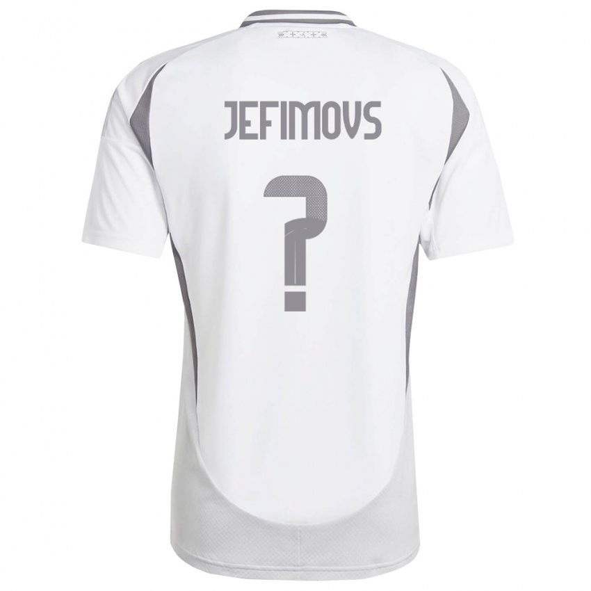 ילדים לטביה Glebs Jefimovs #0 לבן אפור כהה הרחק ג'רזי 26-28 חולצה קצרה