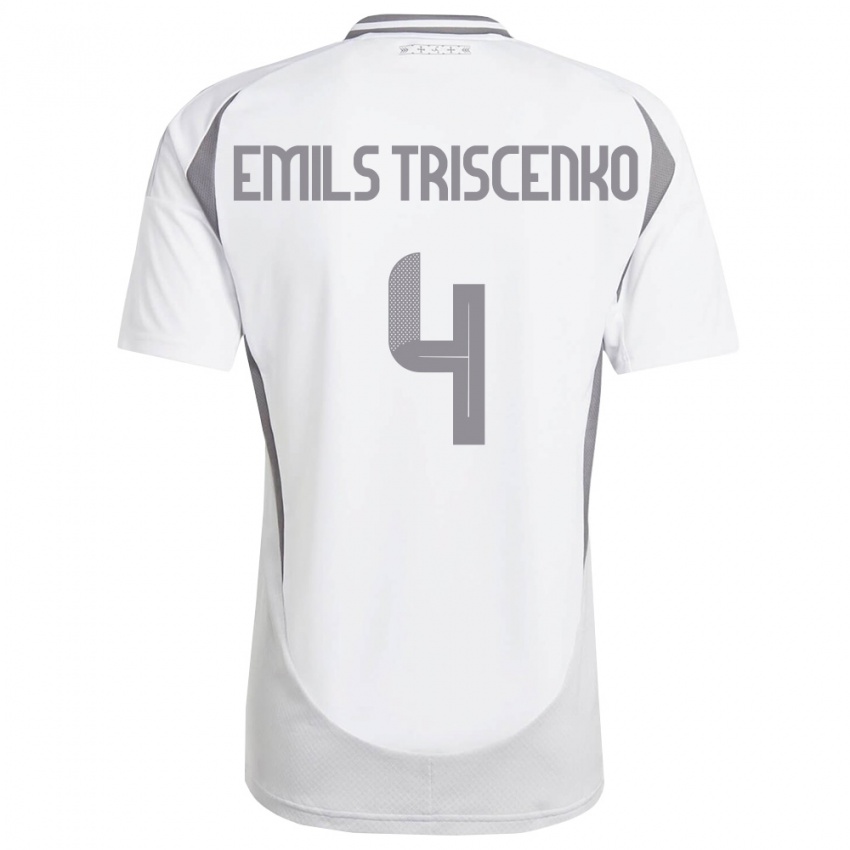 ילדים לטביה Valters Emils Triscenko #4 לבן אפור כהה הרחק ג'רזי 26-28 חולצה קצרה