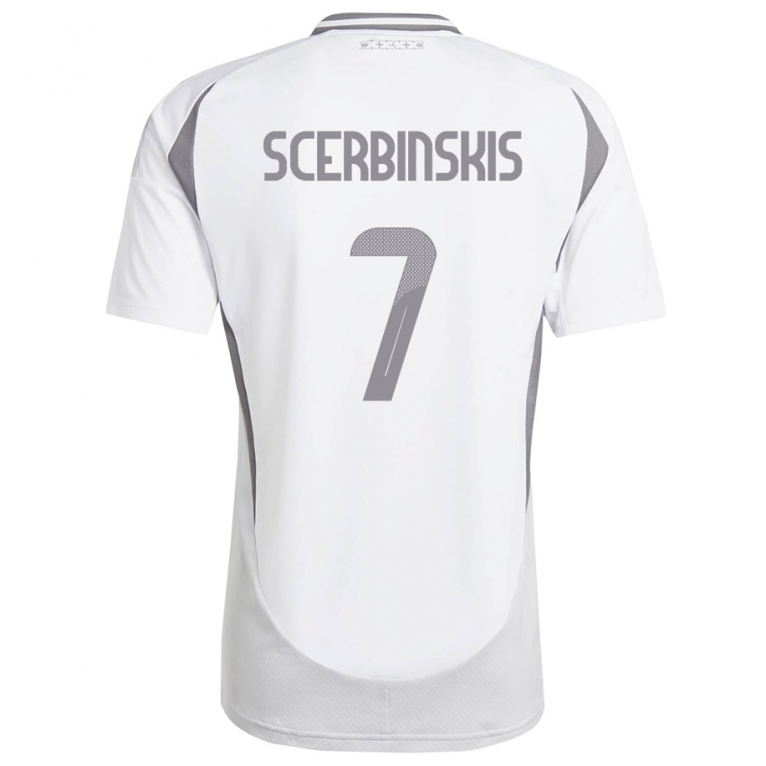 ילדים לטביה Aleks Scerbinskis #7 לבן אפור כהה הרחק ג'רזי 26-28 חולצה קצרה