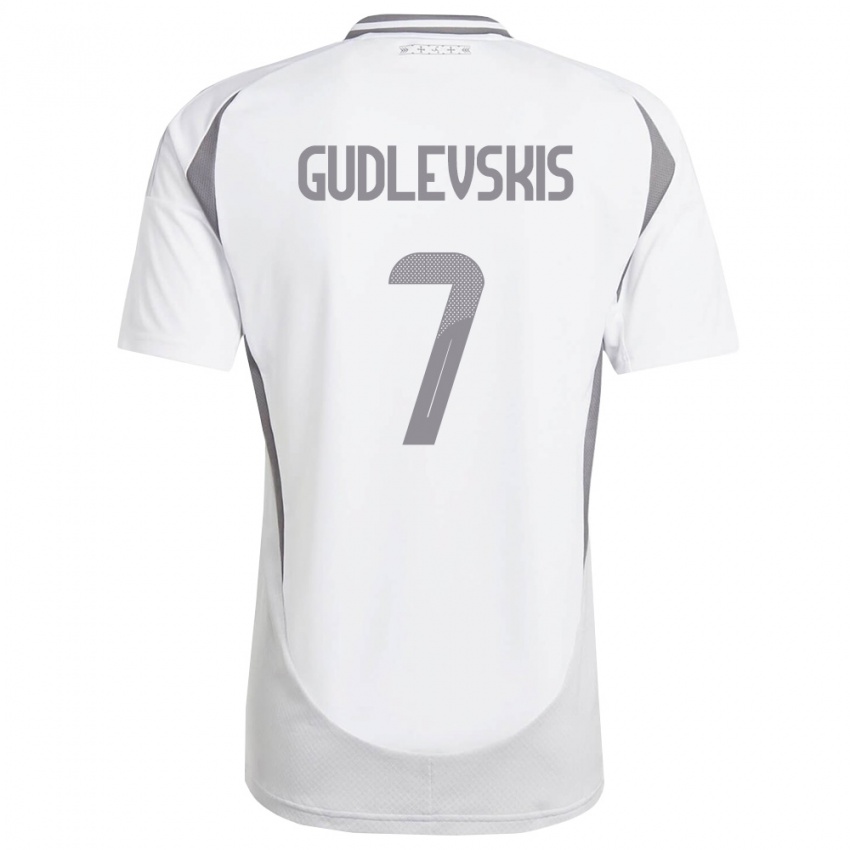 ילדים לטביה Reinards Gudlevskis #7 לבן אפור כהה הרחק ג'רזי 26-28 חולצה קצרה