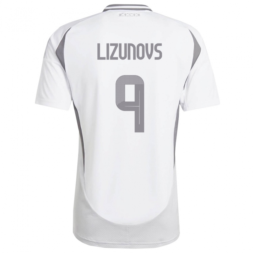 ילדים לטביה Valerijs Lizunovs #9 לבן אפור כהה הרחק ג'רזי 26-28 חולצה קצרה