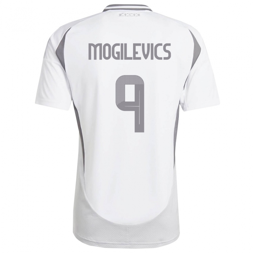 ילדים לטביה Miroslavs Mogilevics #9 לבן אפור כהה הרחק ג'רזי 26-28 חולצה קצרה