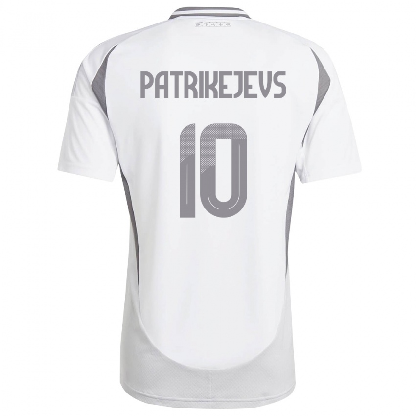 ילדים לטביה Ivans Patrikejevs #10 לבן אפור כהה הרחק ג'רזי 26-28 חולצה קצרה