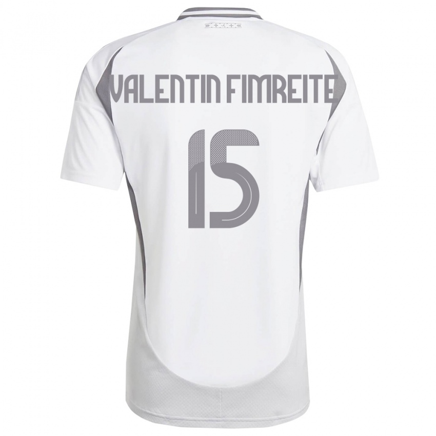ילדים לטביה Gabriel Valentin Fimreite #15 לבן אפור כהה הרחק ג'רזי 26-28 חולצה קצרה