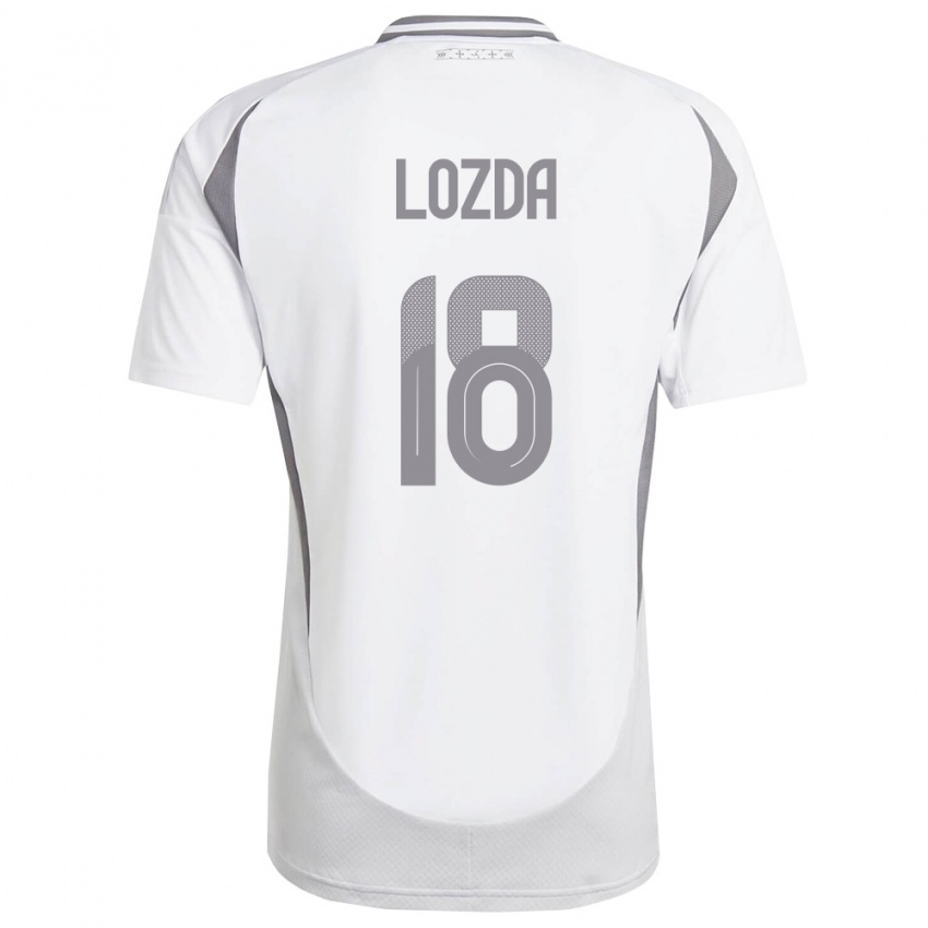 ילדים לטביה Linards Lozda #18 לבן אפור כהה הרחק ג'רזי 26-28 חולצה קצרה