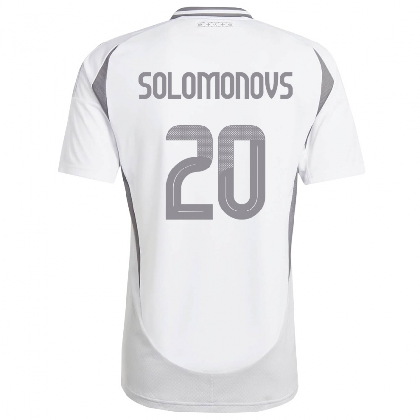 ילדים לטביה Nikita Solomonovs #20 לבן אפור כהה הרחק ג'רזי 26-28 חולצה קצרה