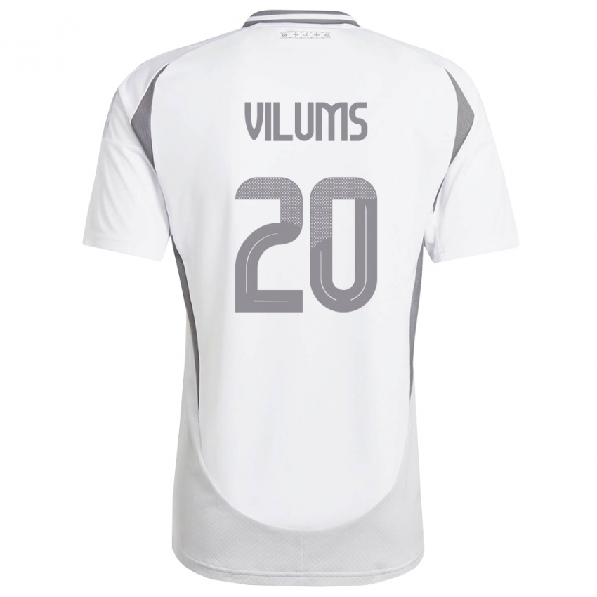 ילדים לטביה Mariuss Vilums #20 לבן אפור כהה הרחק ג'רזי 26-28 חולצה קצרה