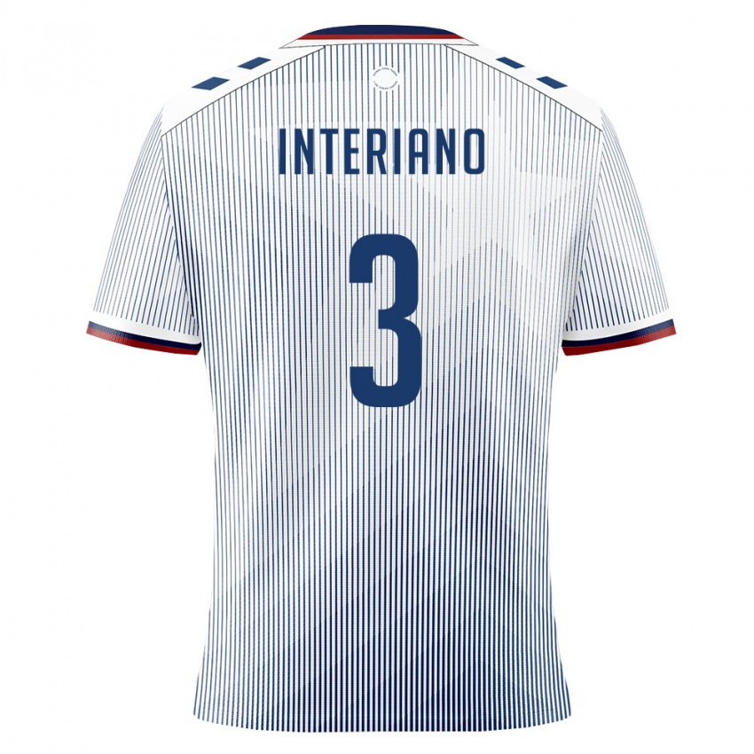 ילדים פוארטו ריקו Jordan Interiano #3 כחול מלכותי לבן הרחק ג'רזי 26-28 חולצה קצרה