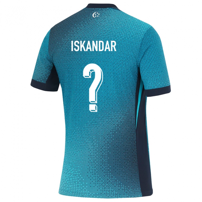 ילדים סינגפור Zeeshan Iskandar #0 טורקיז כהה שחור הרחק ג'רזי 26-28 חולצה קצרה